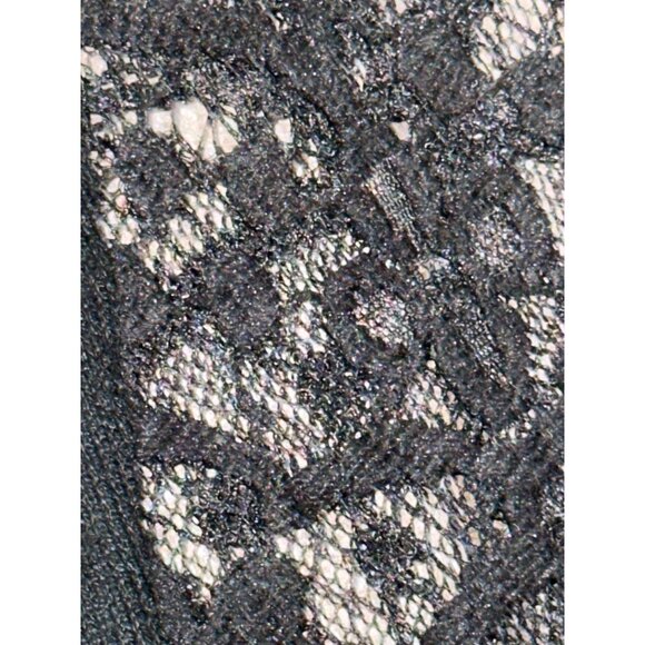 CCC Black Lace Trimmed Long Cardigan Sweater With Scalloped Front Edges Size Med - Picture 6 of 7